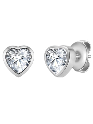Glanzstücke München Ohrstecker Herz aus Edelstahl mit Zirkonia in silber