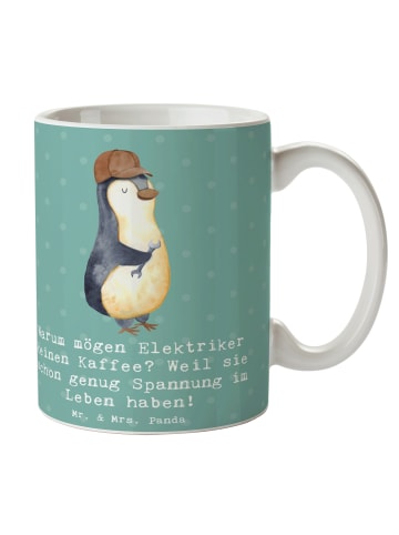 Mr. & Mrs. Panda Trinkbecher Elektriker Witz mit Spruch in Meeresbrise