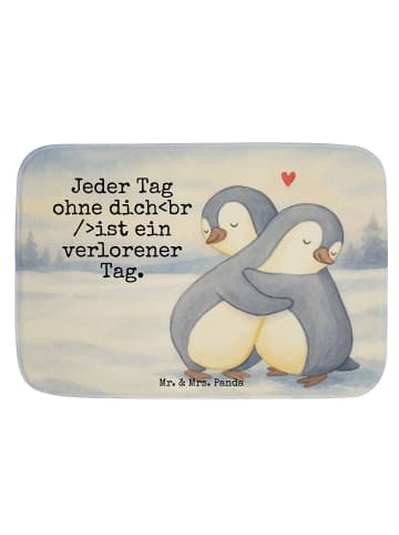 Mr. & Mrs. Panda Badematte Pinguine Kuscheln Design mit Spruch in Weiß