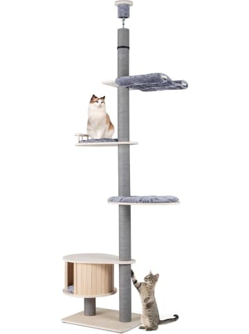 COSTWAY Kratzbaum deckenhoch mit Höhle 236-271 cm in Grau