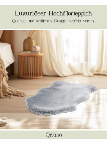 Qiyano Hochflorteppich Sungura in Grau