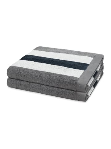 Ross 2 X Duschtuch im Set Doubleface Stripes in Grau