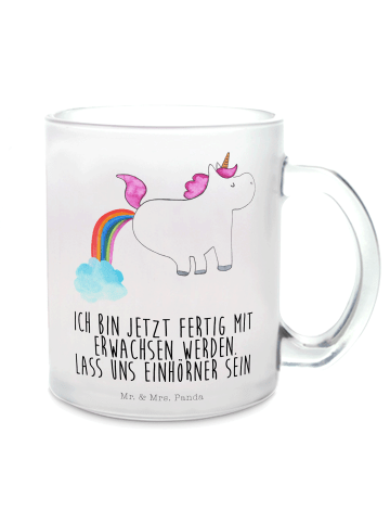 Mr. & Mrs. Panda Becher Einhorn Pupsen mit Spruch in Transparent
