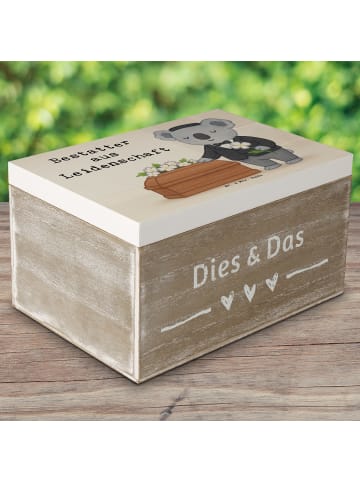 Mr. & Mrs. Panda Holzkiste Bestatter Leidenschaft Design mit Spruch in Weiß