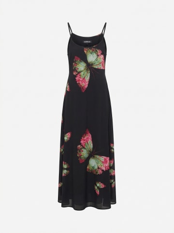 KOROSHI Langes, bedrucktes Kleid mit flüssigem Träger in Schwarz
