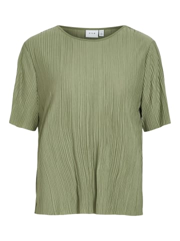 Vila VILA Damen Satin Blusen T-Shirt Halbarm Basic Top VIPLISA in Grün
