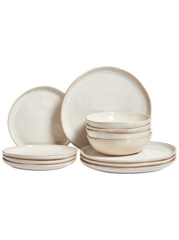 Beliani 12-tlg Tafelservice HOPS in Beige