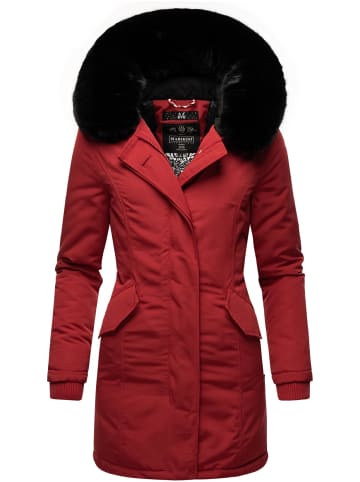 Marikoo Wintermantel Karmaa in Blood Red with black fur