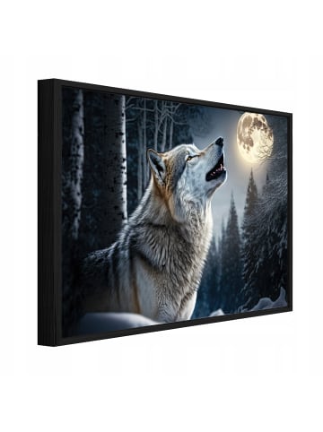 WALLARENA Bild mit Rahmen Wolf in Schwarz