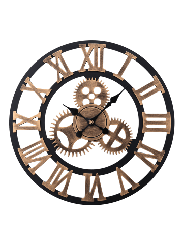 Tphecda Wanduhr ohne Tickgeräusche in Gold & Schwarz ⌀58 cm