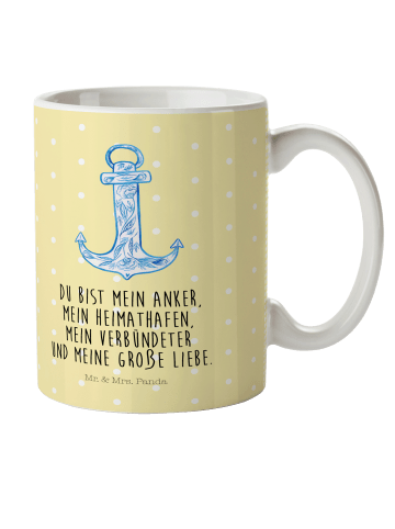 Mr. & Mrs. Panda Kinderpott Anker Blau mit Spruch in Gelb Pastell