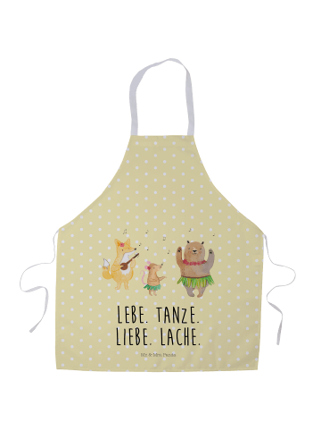 Mr. & Mrs. Panda Grillmeister Schürze Waldtiere Aloha mit Spruch in Gelb Pastell