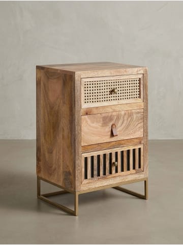 KADIMA DESIGN Nachttisch Massivholz / Metall 40x60x30 cm Nachtschrank