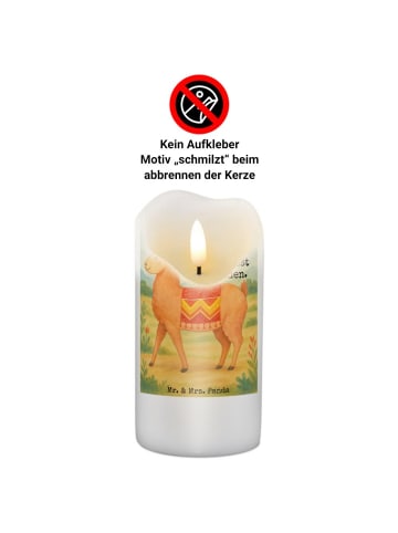 Mr. & Mrs. Panda Kerze Alpaka Stolz Design mit Spruch in Weiß