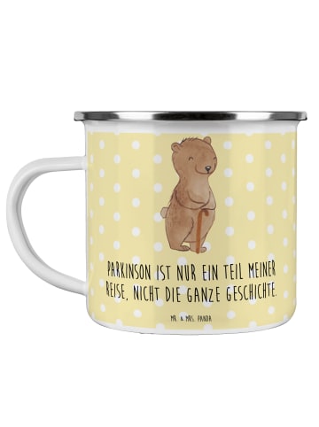 Mr. & Mrs. Panda Teetasse Bär Parkinson mit Spruch in Gelb Pastell