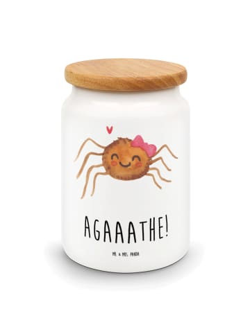 Mr. & Mrs. Panda Teedose Spinne Agathe Freude mit Spruch in Weiß