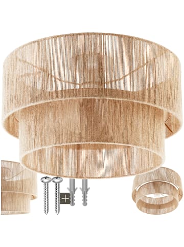 tectake Boho Jute-Lampe „Lignea Lux“ – Hängelampe aus Naturfaser 40W
