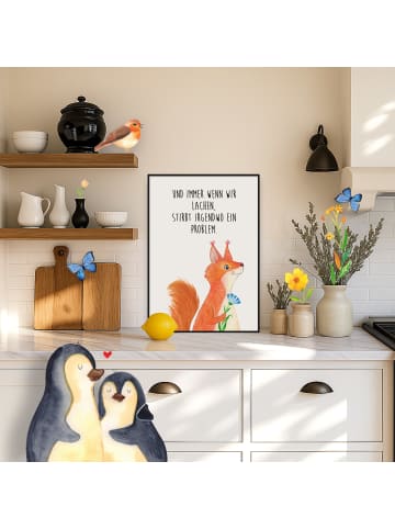 Mr. & Mrs. Panda Bild Eichhörnchen Blume Motiv mit Spruch in Weiß
