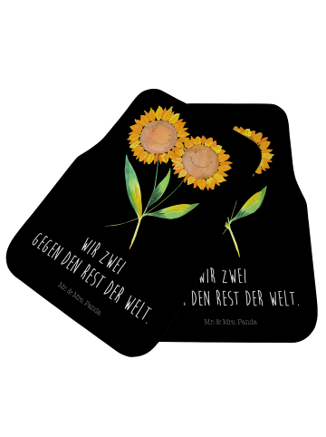 Mr. & Mrs. Panda Auto Fußmatte Blume Sonnenblume mit Spruch in Schwarz