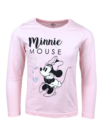 Disney Minnie Mouse Langarmshirt Disney Minnie Mouse mit Glitzer in Rosa