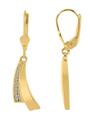 Adeliás Damen Ohrringe – Ohrhänger aus 375 Gold mit Zirkonia in gold