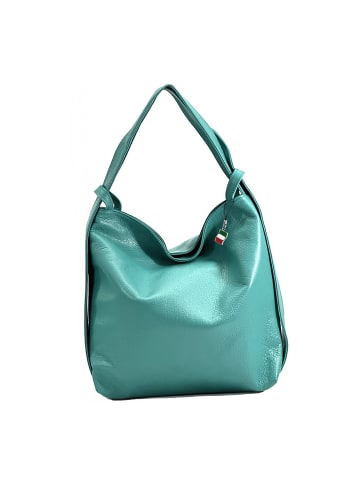 Florence Leder Schultertasche, Cityrucksack Florence Tasche, Rucksack türkis ca. 40cm