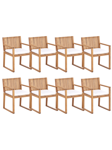 Beliani 8er-Set Gartenstuhl SASSARI II in Braun/Weiß