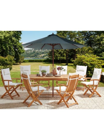 Beliani 10-tlg Gartentisch Set MAUI II in Heller Holzfarbton/Weiß/Grau