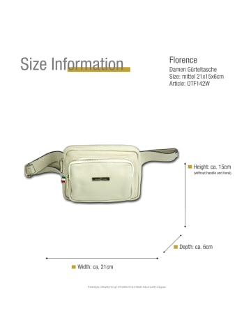 Florence Leder Gürteltasche Florence Tasche beige, weiß ca. 21cm
