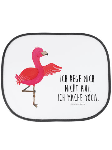 Mr. & Mrs. Panda Sonnenschutz Auto Flamingo Yoga mit Spruch in Weiß