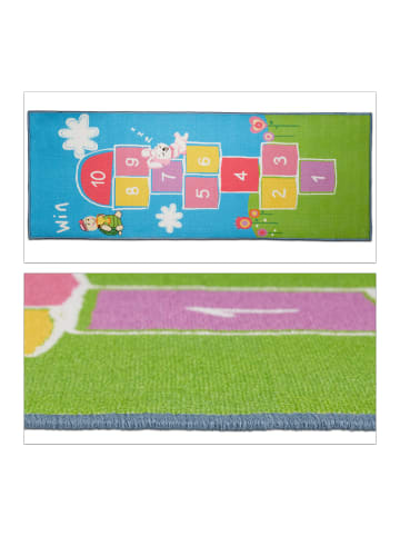 relaxdays Kinderteppich Hüpfspiel in Bunt - (B)180 x (T)70 cm