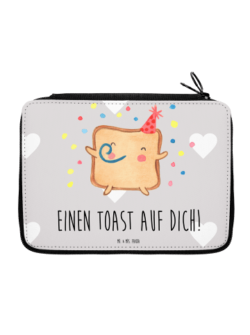 Mr. & Mrs. Panda Federmappe Toast Party mit Spruch in Grau Pastell