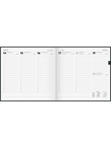 BRUNNEN Quadratkalender 766 21x20,5cm 1 Woche/2 Seiten Balacron-Einband schwarz 2026