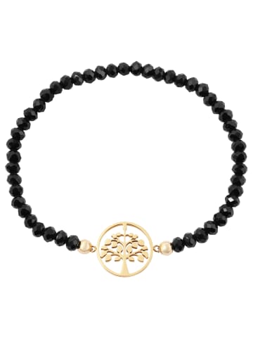 Adeliás Damen Armband – Kugelarmband Lebensbaum aus Edelstahl 17 cm in schwarz