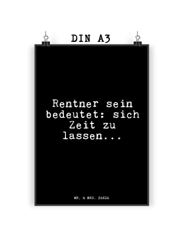 Mr. & Mrs. Panda Poster Rentner sein bedeutet: sich... mit Spruch in Schwarz