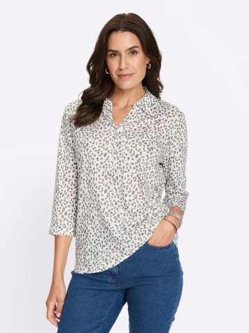 WITT WEIDEN Poloshirt in ecru-taupe-bedruckt