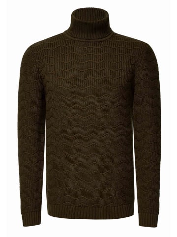 Rusty Neal Schwerer Grobstrick Rollkragen-Pullover in Khaki