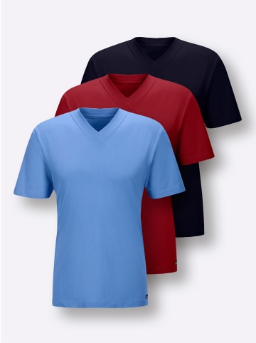 WITT WEIDEN Shirt in marine + mittelblau + bordeaux