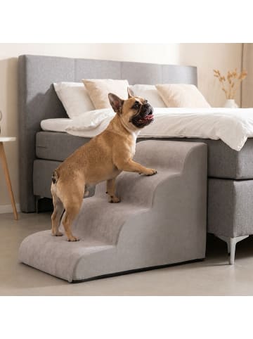 relaxdays Hundetreppe in Grau - (B)40 x (H)50 x (T)72 cm