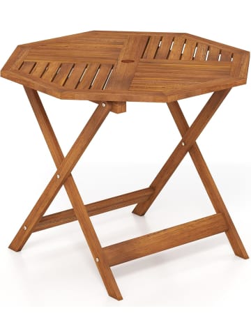 COSTWAY Gartentisch Holz 90 cm in Braun