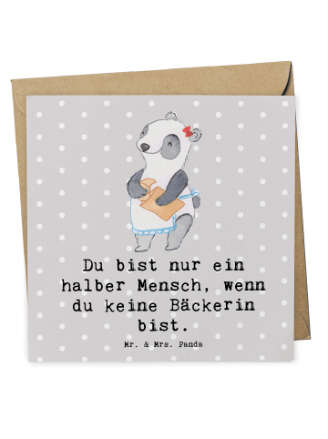 Mr. & Mrs. Panda Deluxe Karte Bäckerin Herz mit Spruch in Grau Pastell