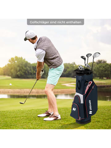 COSTWAY Golfbag mit 14 er Unterteilung & Tragegurt in Blau