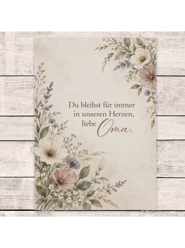 Trauerkarte Blumen tröstlich Design mit Spruch in Weiß