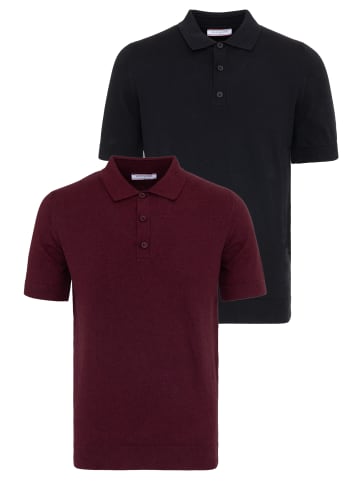 Felix Hardy Polo Shirt Kurzarm in Schwarz-Bordeaux