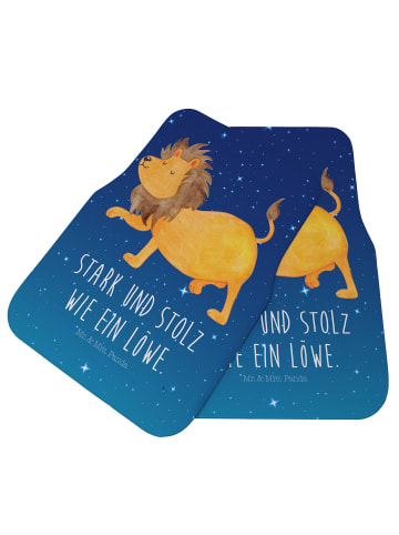 Mr. & Mrs. Panda Fußmatte Auto Sternzeichen Löwe mit Spruch in Sternenhimmel Blau
