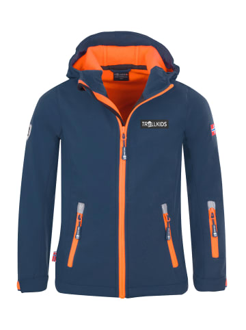 Trollkids Softshelljacke "Oslofjord" in Mystik Blau / Orange