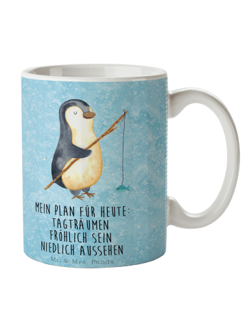 Mr. & Mrs. Panda Tasse Pinguin Angler mit Spruch in Eisblau