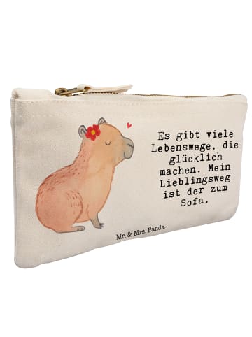 Mr. & Mrs. Panda Kulturtasche Capybara Blume mit Spruch in Weiß