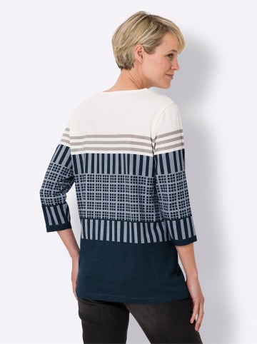 Sieh an! Druck-Shirt in ecru-dunkelblau-bedruckt