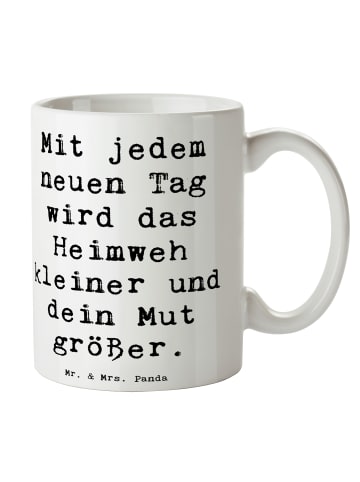 Mr. & Mrs. Panda Becher Spruch Heimweh überwinden Mut mit Spruch in Weiß